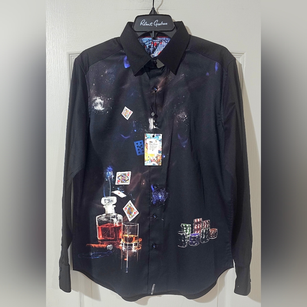 Robert Graham Black Artistic Men's Shirt Size Medium New With Tags